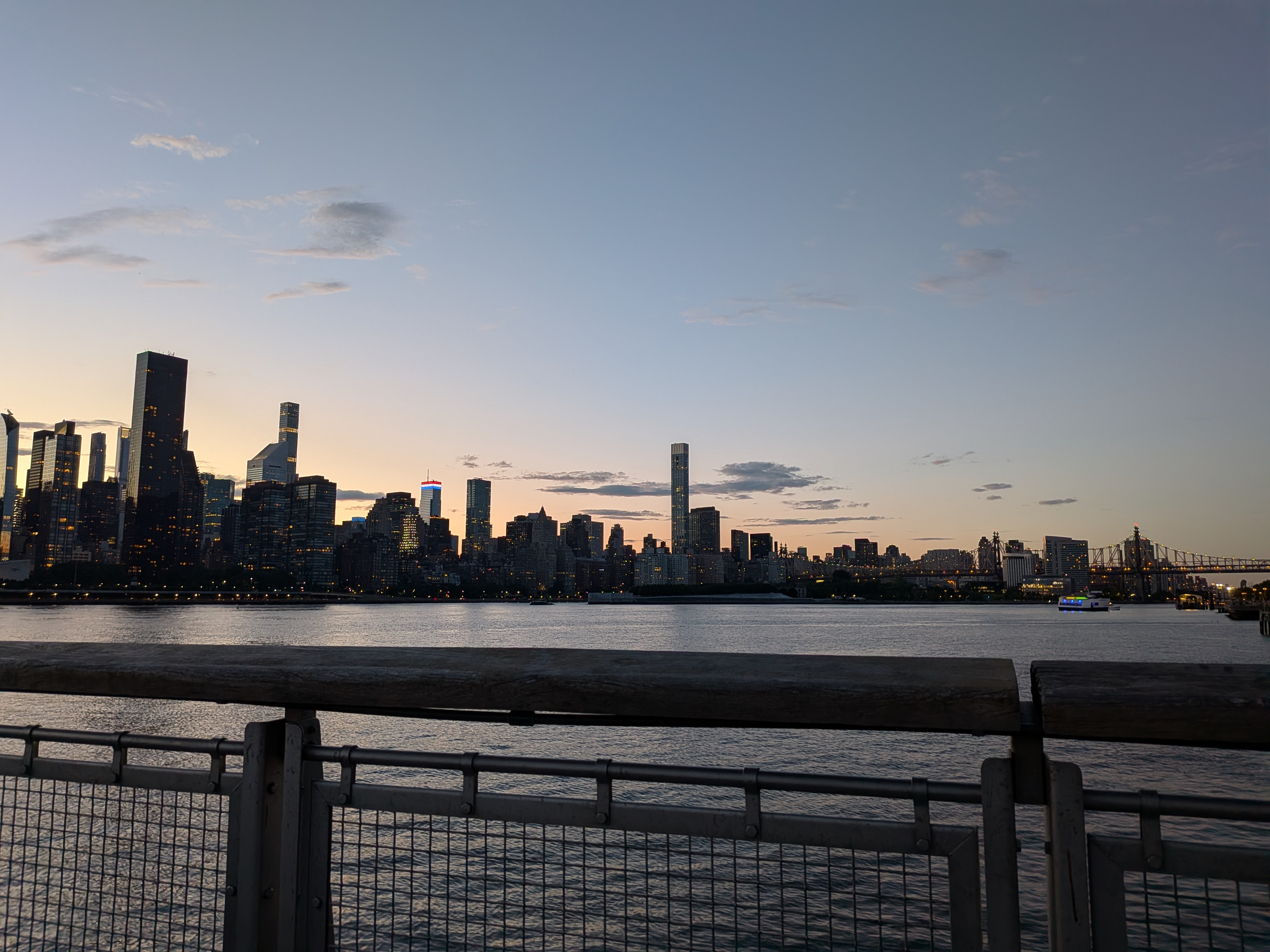 A photograph of the Manhattan skyline from Gantry Plaza State Park